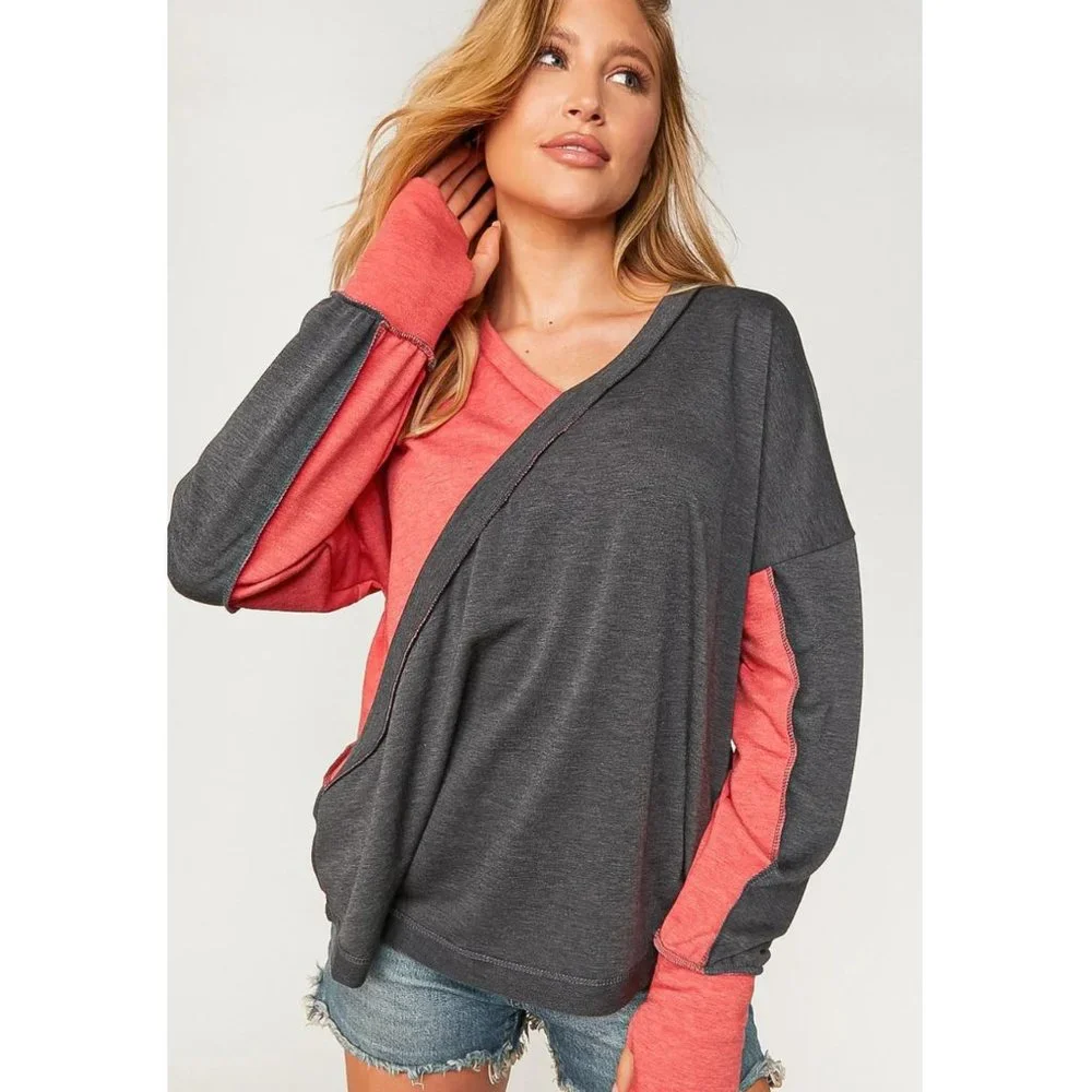 (⭐️⭐️LAST ONE⭐️⭐️) Reverse Stitch Color Block Sweater - Picture 3 of 8